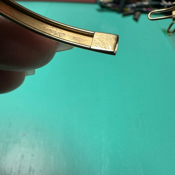 10 karat gold and sterling silver bangle bracelet - Picture 5 of 6